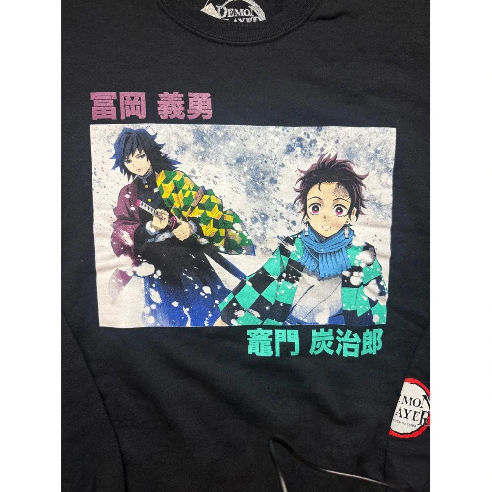 Demon Slayer‎ Tanjiro Giyu Graphic Sweatshirt Black Crewneck Anime Mens Med NWT